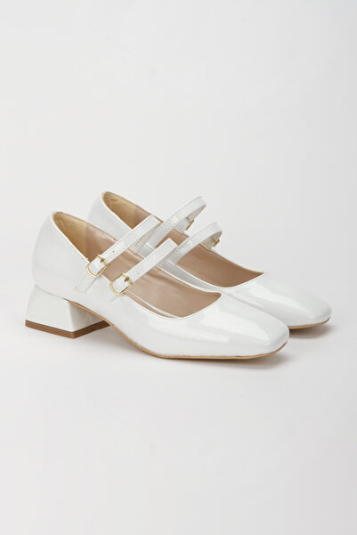 Best Women's Mary Jane Patent Leather Closed Double Band Square Toe Short Heeled Shoes