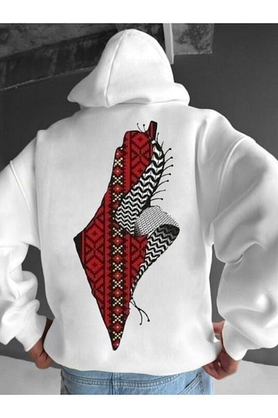 MERRY ME Universe Winter Sweatshirt - Palestine Syria Printed, Oversize Thick Hooded Hoodie