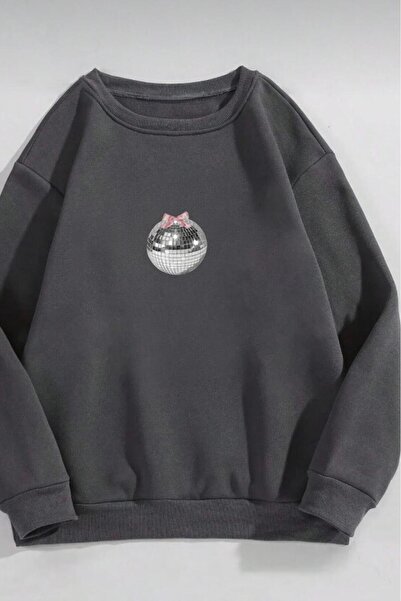 stg spor toptan giyim Hanorac pentru femei, gri închis, cu imprimeu Disco Bal...