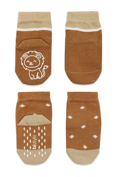 DEFNADA Animal Figured Non-Slip Men's Socks 2-Piece Mustard