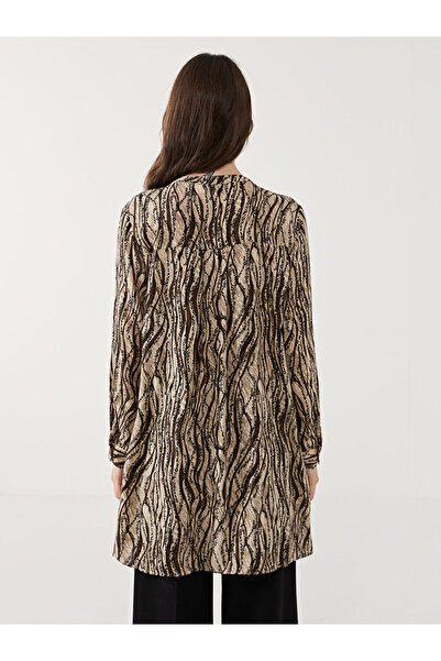 LC Waikiki LCW Grace Kahverengi Hakim Yaka Desenli Kadın Tunik