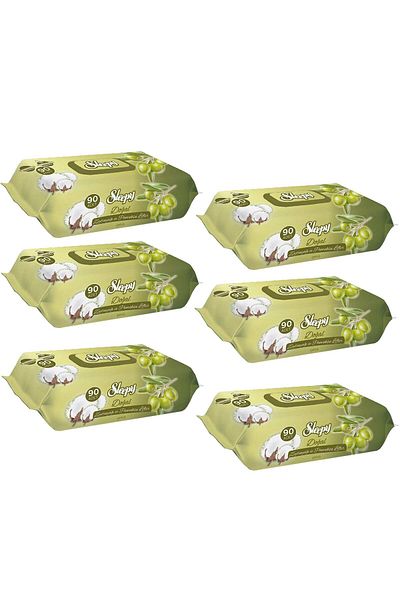 Sleepy Natural Olive Oil Wet Towel 90 Sheets X 6 Pieces