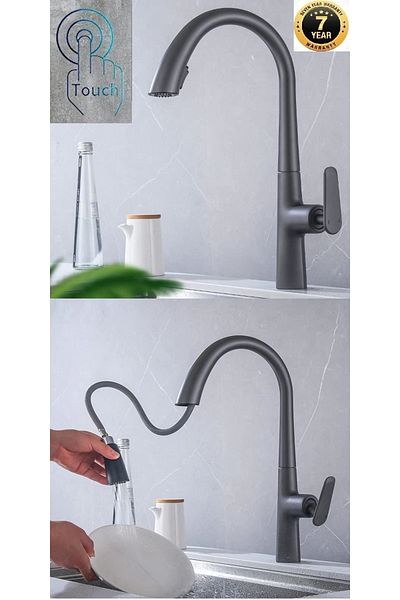 OEM Smart Touch Kitchen Sink Faucet - Anthracite Spiral Fountain