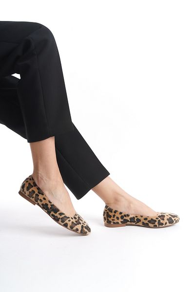 İDOL SHOES Women's Leopard Patterned Ballets