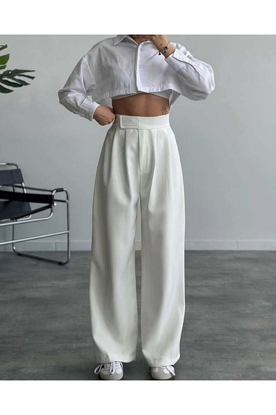 COMBİNE MİCHAİL Pantaloni Palazzo cu închidere velcro din Lycra de damă