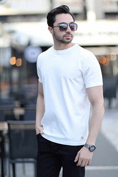 JB John Borners Мъжка памучна тениска с кръгла яка, бяла - 2143