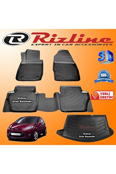 Rizline Ford Fiesta 3d Paspas + 3d Bagaj Havuzu Hb 2009-2018 Arası Siyah Set