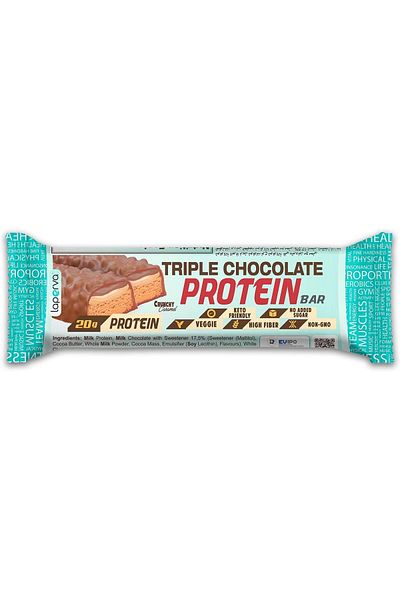Laperva Triple Chocolate Protein Bar, Crunchy Caramel, Box of 12 Bars