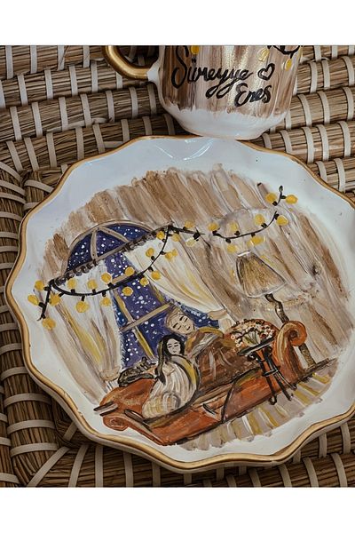 Store كوب قهوة تركي بتصميم خاص مرسومة يدويًا لعيد الحب