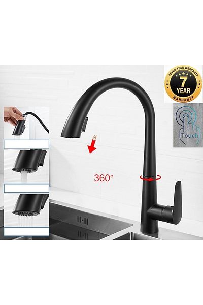 OEM Kitchen Sink Faucet Smart Touch Spiral Spout Black 7 Years Warranty Imported