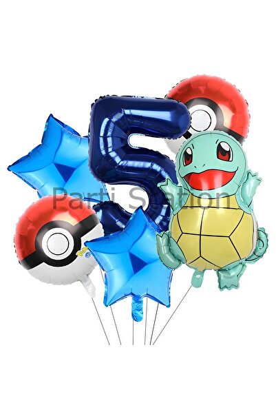 Parti Station Pokemon Squirtle Konsept 5 Yaş Balon Set Pokemon Squirtle Balon...