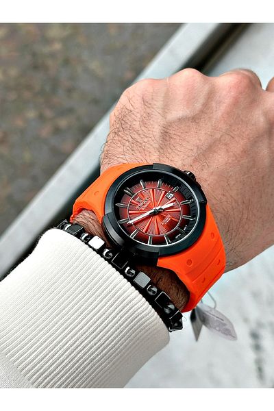 Reward Black Color Steel Case Automatic Mechanism Men's Wrist Watch + Bracelet with Gift