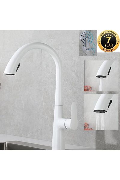 OEM Smart Touch White Spiral Fountain Kitchen Sink Faucet