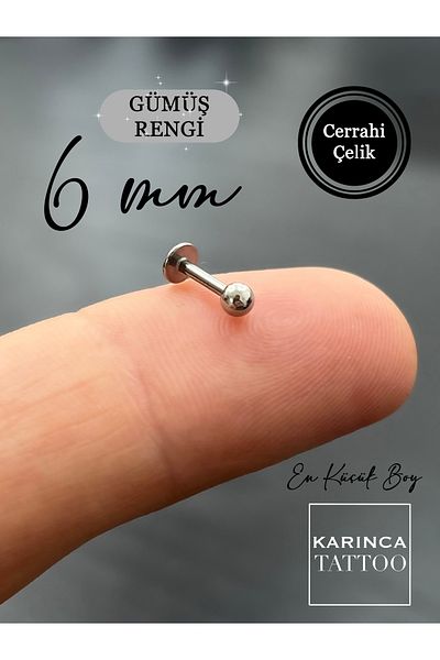 Karınca Piercing 6 mm Surgical Steel Labret Helix Conch Flat Ear Tragus Piercing