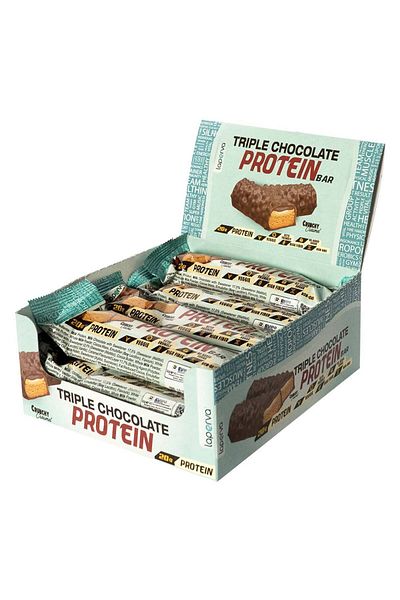 Laperva Triple Chocolate Protein Bar, Crunchy Caramel, Box of 12 Bars