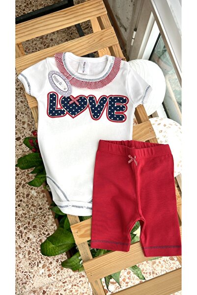 Happy Moon Bebek giyim kız bebek yazlık ikili takım çıtçıtlı body üst alt tay...