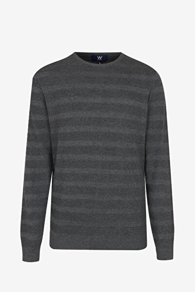 W Collection Koyu Gri Bisiklet Yaka Triko