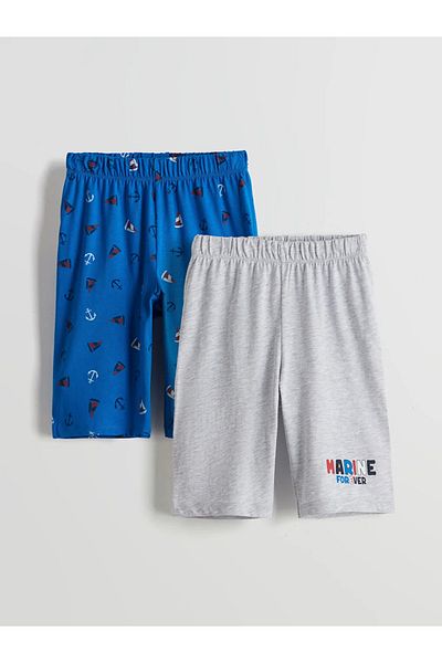 LC Waikiki LCW Kids Blue Talie elastică imprimată pijama pentru băiat, 2 piese