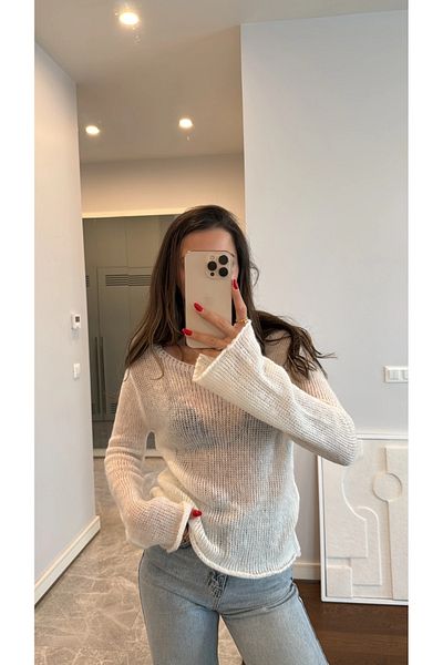 My Blog 7190 Model Ecru Transparent Sweater