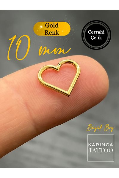 Karınca Piercing Gold or Silver Color Clip-on High Quality Ear Tragus Helix Rook Snug Daith Ring Heart Piercing