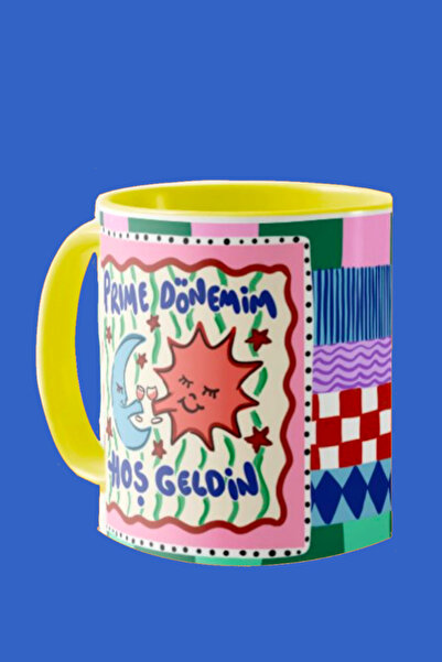 Hello Melody Design كوب من سلسلة Kupa مكتوب عليه باللغة التركية عليه عبارة 'PRIME' - كوب بتصميم أصلي وطباعة رقمية مقاس 9.5×8 سم
