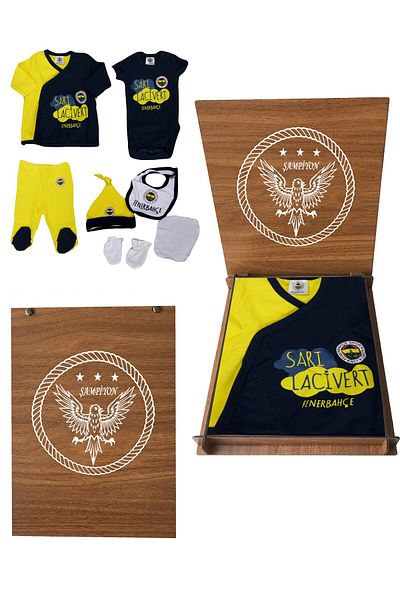 Fenerbahçe Licensed Navy Blue and Yellow Wooden Box - Hospital Outlet Canary