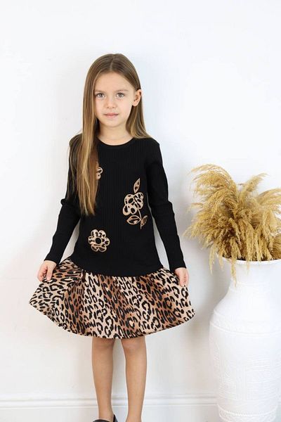 sinmm Velvet Corduroy Leopard Skirt Girls' Set - Snm1