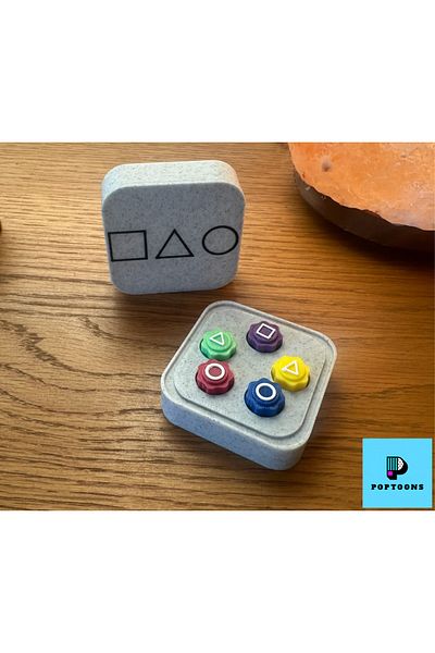 poptoons Squid Game 5 Stone Game - Stylish and Fun Design with Marble-Looking Plastic Storage Box