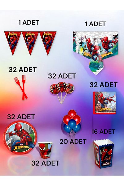 VibeHome 32 Person Spiderman Themed XL Package - Birthday Party and Fun Events