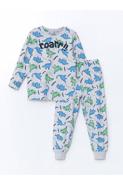 LC Waikiki Crew Neck Dizanor Printed Boy's Pajamas Set