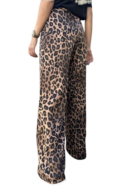 PHUTİ COLLECTION GABARDİN LEOPAR BOL PAÇA PANTOLON