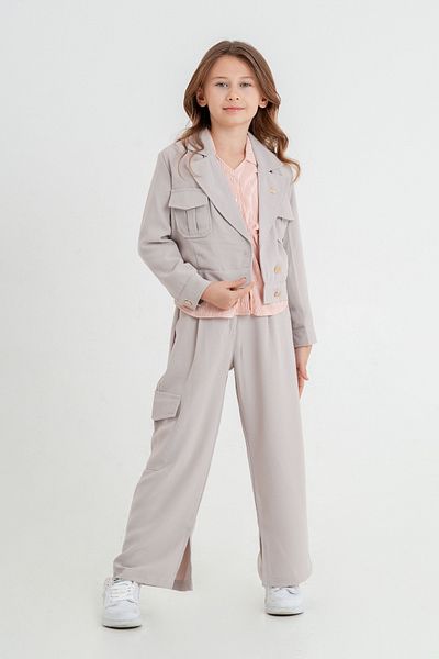 GİYİCEM TEKSTİL Jachetă crop pentru fetiță, costum triplu 4407