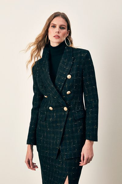 Sateen Jachetă lungă cu sclipici - neagră