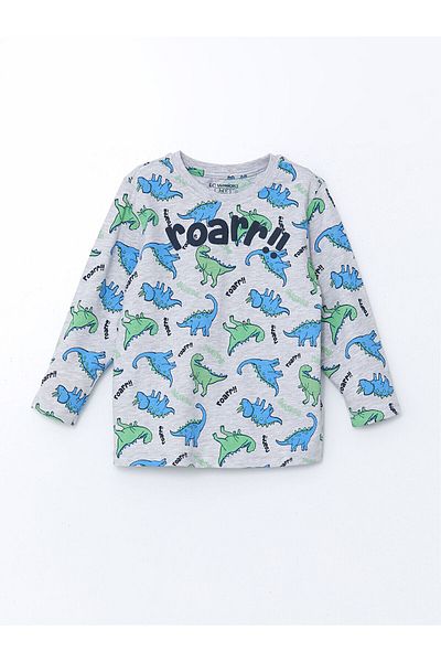 LC Waikiki Crew Neck Dizanor Printed Boy's Pajamas Set