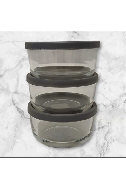LAV Feyzade - 380 Cc X 3 Pieces Round Storage Container with Anthracite Lid