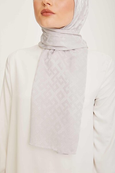 Armine Trend Jan Jan Silver Geometric Pattern Jacquard Shawl 5 - 3128