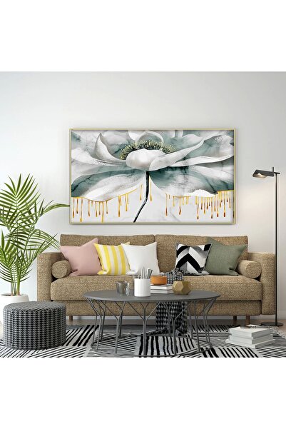 KOLAJTASARIM Yeşil ve Gri Detaylı Tekli Metal Çerçeveli Yatay Tablo /S