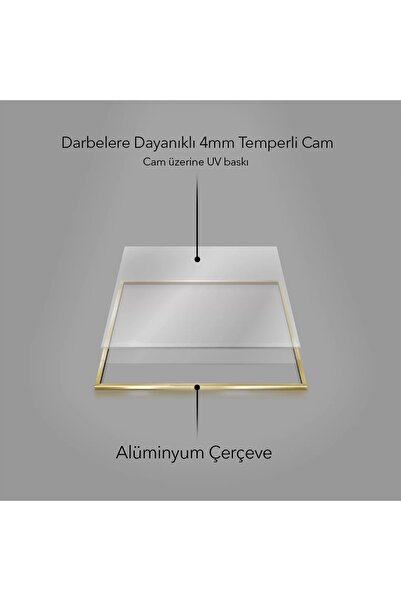 KOLAJTASARIM Altın ve Yeşil Tonlu Tekli Metal Çerçeveli Yatay Tablo /S