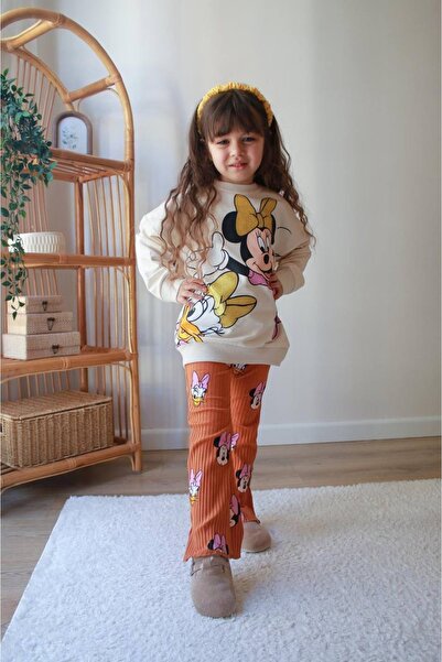 Butik Mickey Minnie Basklılı İkili Kız Takım