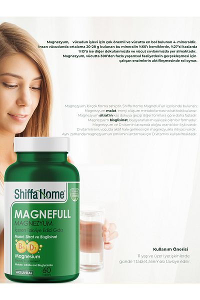 Shiffa Home Magnefull - 60 Tablets Magnesium Citrate, Malat and Bisglicinate