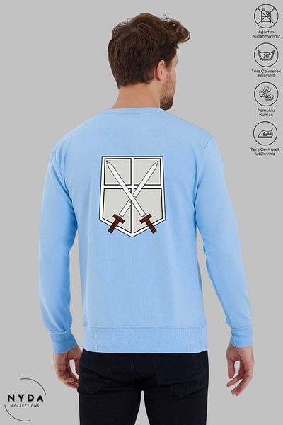 Nyda Collections Attack on Titan 2 Printed - Unisex Oversize φούτερ χωρίς κουκούλα