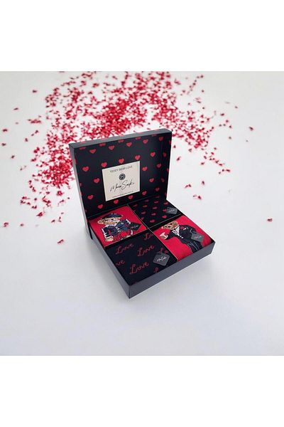 Mono Socks 4-Piece Teddy Bear Valentine's Day Socks with Gift Box
