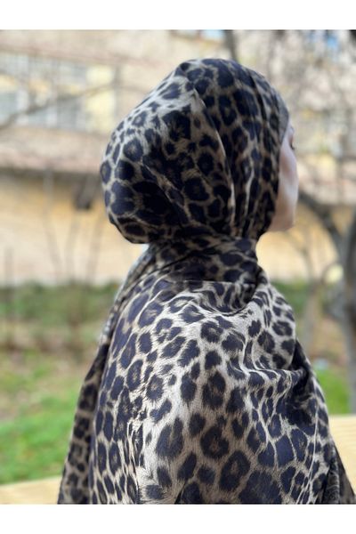 shalby Beige Color Ethnic Leopard Patterned Soft Cotton Shawl