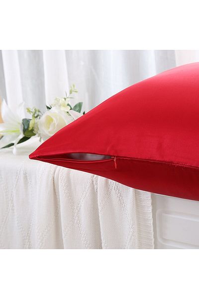 silkworm Siklworm Life , Red Colored 100% Pure Silk Pillow (50cm 70 cm) 1 Piece...