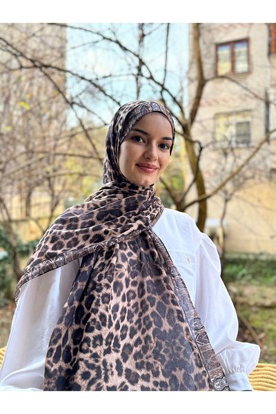 shalby Soft Cotton Ethnic Leopard Print Shawl - Beach Beige