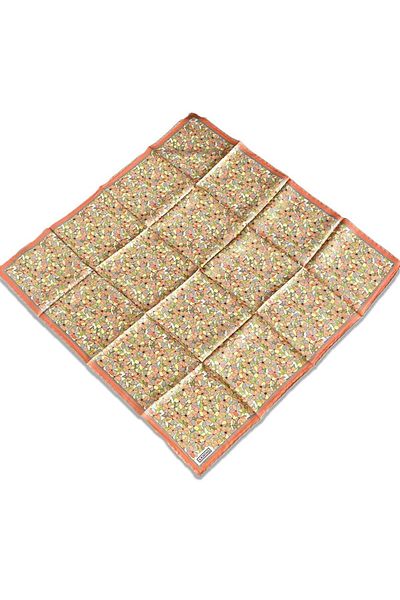 Armine Orange Green Flower Pattern Tivil Silk Scarf 9173-02