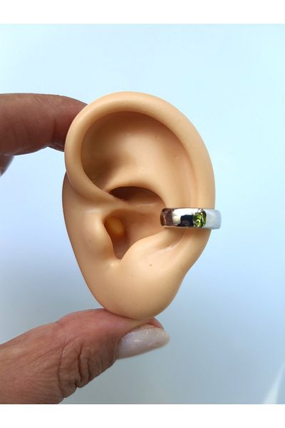 kurukafagift Flat Model Compression Cartilage Silver Color Earcuff Piercing