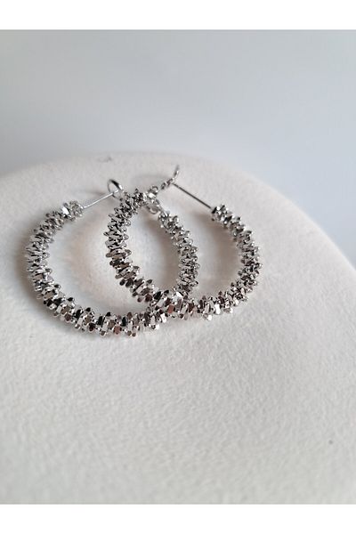 BHR AKSESUAR Silver Large Hoop Earrings