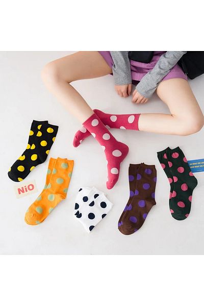 mcy butik Дамски чорапи до глезена на точки Mcy, комплект от 6 броя, с различни цветове