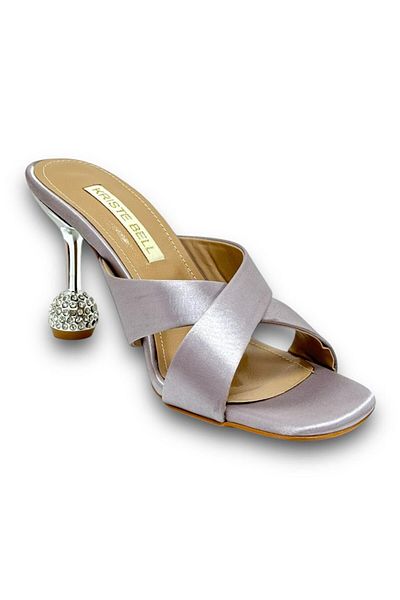 KRISTE BELL Lilac Stone Detailed Women's Heeled Slippers